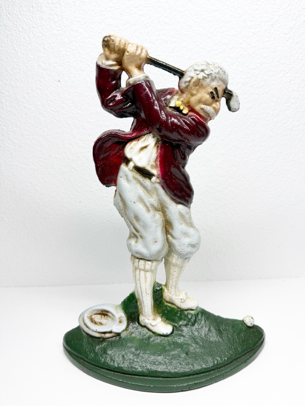 Vintage John Wright Cast Iron Golfer Door Stop